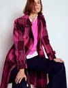 Boden Cheltenham Trench Coat Pink Peony, Chestnut Gingham  In Purple