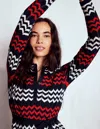 Boden Chevron Stitch Midi Dress Navy, Red And Ivory Chevron  In Multi