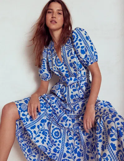 Boden Christabel Cotton Midi Dress Cotton Broderie Women  In Blue