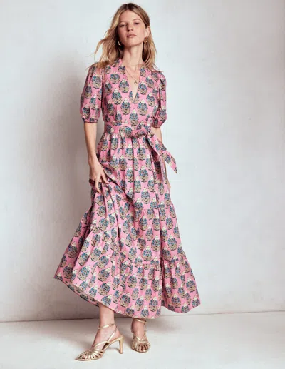 Boden Christabel Cotton Midi Dress Pink, Wildflower Bouquet Women