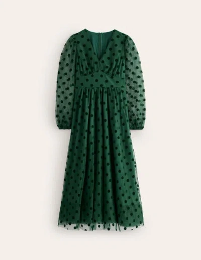 Boden Christina Tulle Midi Dressgreen, Spots Women  In Green/ Spots