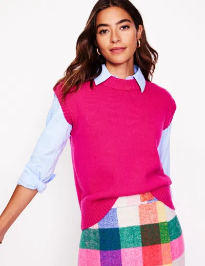 Boden Chunky Cashmere Crew Neck Vestbright Pink Women