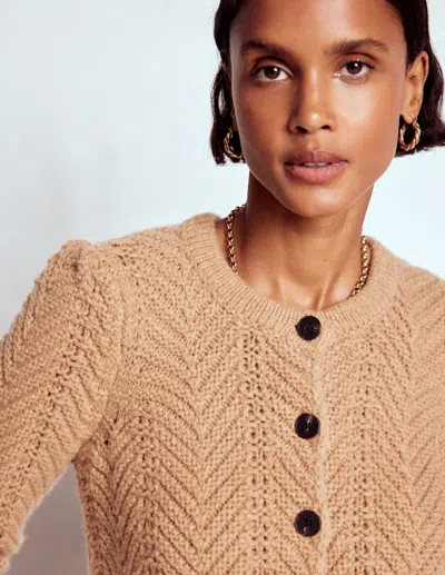 BODEN CHUNKY CHEVRON KNITTED JACKET-CAMEL FEMALE BODEN