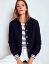 Boden Chunky Collar Knitted Jacket Navy  In Blue