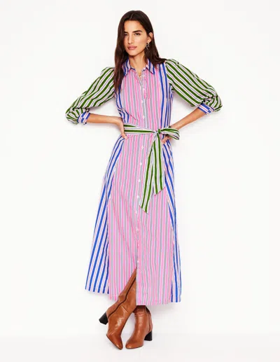 Boden Clara Cotton Shirt Dresspink Rose, Red Stripe Women  In Pink Rose/ Red Stripe
