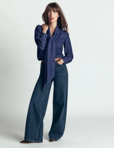 Boden Clara Denim-oberteil Zum Binden In Indigo | Grösse 30 In Blue
