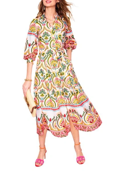Boden Clara Medallion Print Long Sleeve Cotton Shirtdress In Multi Ornamental Floral