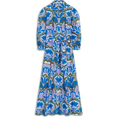 Boden Clara Print Tie Waist Maxi Shirtdress