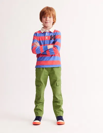 Boden Kids' Classic Rugby Shirtjam Red/ Bluejay Boys