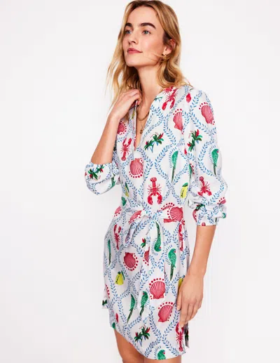 Boden Cleo Linen Tie Waist Dressivory, Tropical Bonanza Vine Women  In Multi
