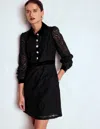 Boden Collar Button Lace Dress Black  In Black
