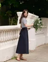 Boden Collar Detail Mix Midi Dress Navy, Ivory Stripe  In Multi