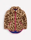 Boden Teddyfelljacke Mit Kragen Und Reissverschluss-mohair, Leopardenmuster In Brown
