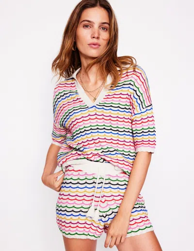 BODEN COLLARED HENLEY SWEATER MULTI, RAINBOW WOMEN BODEN