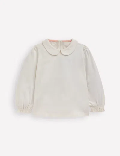 Boden Kids' Collared Jersey Top-soft Ivory Female  In Neutral