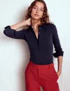 Boden Collared Placket Jersey Shirt Navy  In Blue