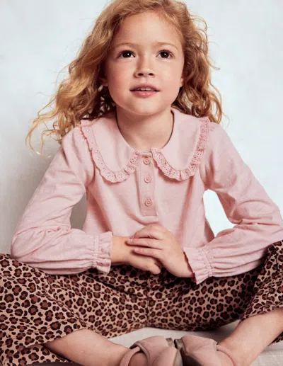Boden Kids' Flammgarn-oberteil Mit Kragen-kreiderosa In Pink