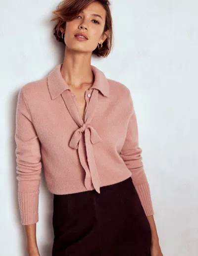 Boden Collared Tie Front Cardigan Misty Rose Pink