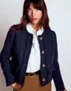 Boden Collarless Textured Jacket Navy  In Blue