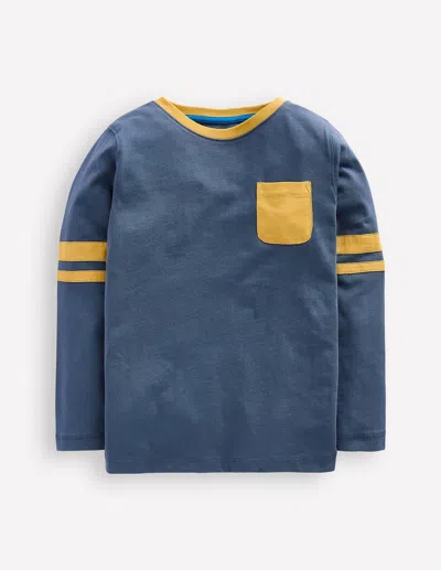 Boden Kids' T-shirt In Blockfarben-roboterblau/kanariengelb In Blue