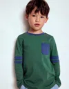 Boden T-shirt In Blockfarben-gedecktes Piniengrün/steuerbordblau