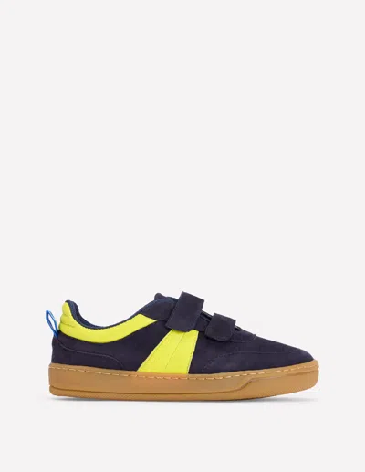 Boden Kids' Colourblock Low Tops-college Navy/neon Male  In Blue