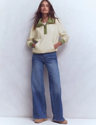 Boden Colourblock Sweatshirt Khaki And Oatmeal Marl  In Green