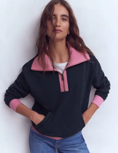 Boden Colourblock Sweatshirt Pink And Navy  In Blue