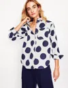 Boden Connie Relaxed Cotton Shirtfrench Navy, Orderly Spot Women  In French Navy/ Orderly Spot