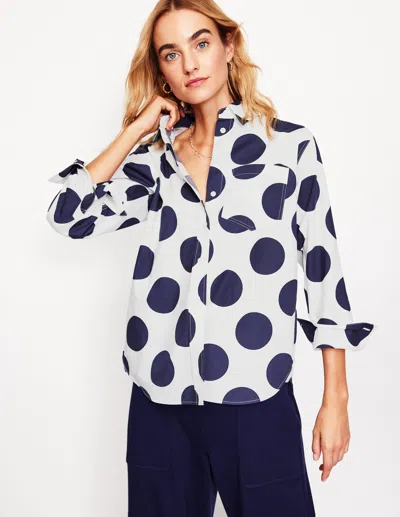 Boden Connie Relaxed Cotton Shirtfrench Navy, Orderly Spot Women  In French Navy/ Orderly Spot