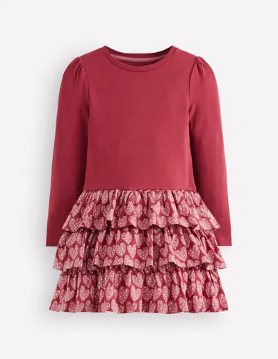 Boden Kids' Cora Ra-ra Jerseykleid In Rot | Grösse 98 In Brown