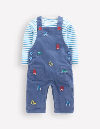 Boden Babies' Cord Dungaree Set-blue Transport Male