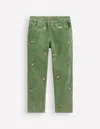 Boden Cord Embroidered Pull On Pants Broccoli Green Embroidered  In Green