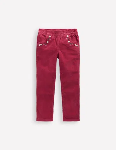 Boden Kids' Cordhose Zum Hineinschlüpfen-rot Knospen In Burgundy