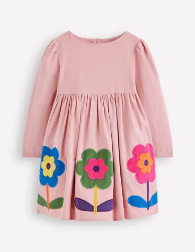 Boden Kids' Cordkleid Mit Applikation-mandelrosa Blumen In Pink