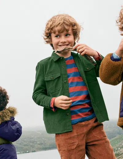 Boden Kids' Corduroy Shirt Pine Green  In Multi
