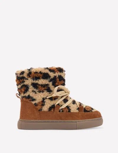 Boden Kids' Cosy Borg Boots Leopard  In Animal Print