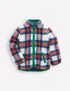 Boden Cosy Borg Jacket Ivory, Blue And Red Check  In Multi