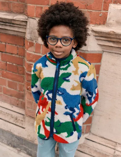 Boden Kids' Kuschelige Teddyfell-jacke-bunt Dinos In Multi