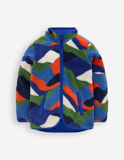 Boden Kids' Kuschelige Teddyfell-jacke-bunte Landschaft In Multi