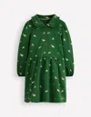 Boden Cosy Jersey Shirt Dress Green Foil Floral  In Green