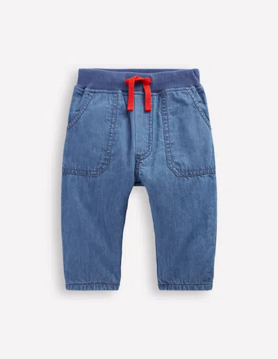 Boden Babies' Kuschelige, Gefütterte Hose-blauer Faux Uni In Blue