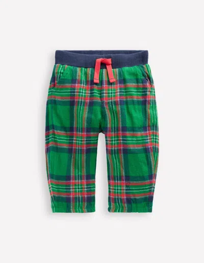Boden Babies' Cosy Lined Pants Green Check