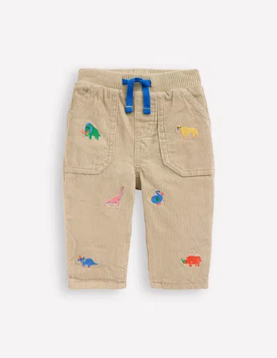 Boden Babies' Kuschelige, Gefütterte Hose-prähistorische Stickerei In Neutral