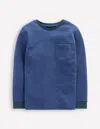 Boden Cosy Mid-weight T-shirt-denim Blue/ Emerald Night Male