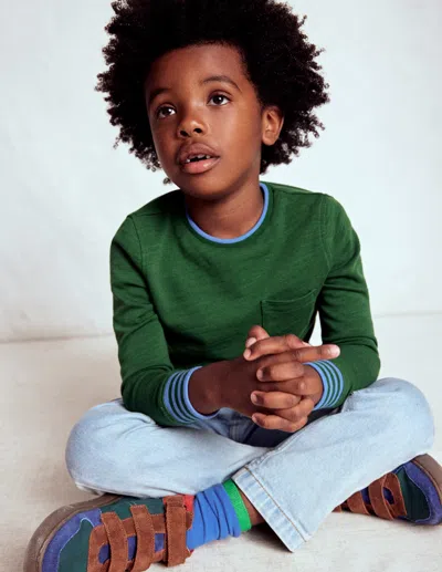 Boden Kids' Cosy Mid-weight T-shirt-pine Green Male