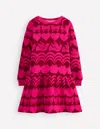 Boden Cosy Sweatshirt Dress Red Liquorice Festive Fun  In Red