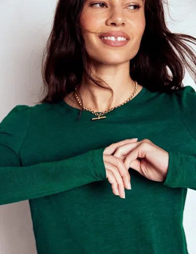 Boden Cotton Crew Long Sleeve Top-drake Green Female