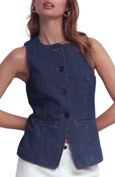 Boden Cotton Denim Vest In Blue