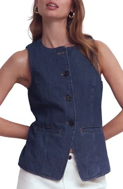 Boden Cotton Denim Vest In Indigo Denim